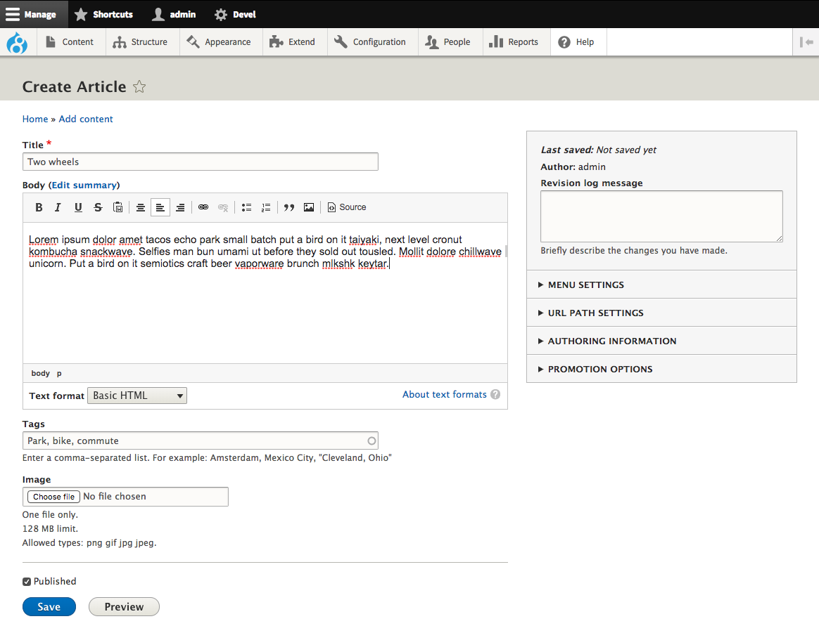 Create article